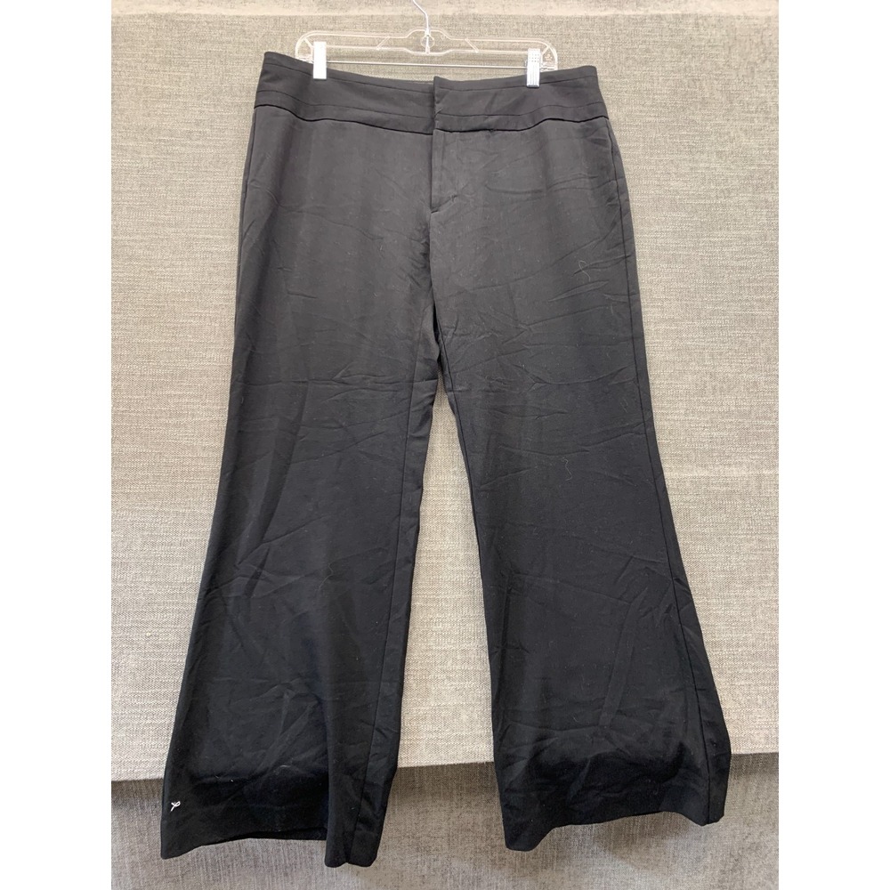 Maurices Dress Pants Women 13/14 Black Stretch Mid Rise Wide Leg Business Formal
